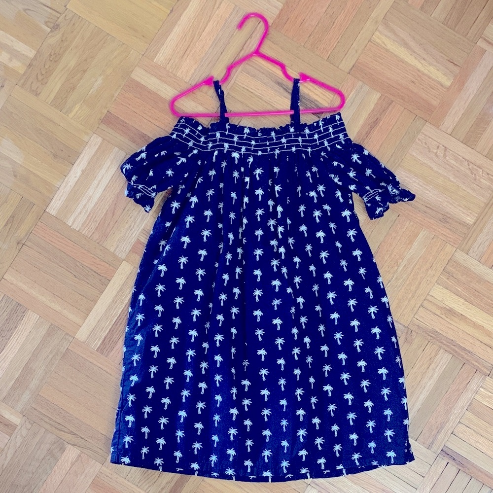 NWOT Gymboree Navy Blue Palm Tree Print Dress Little Girl Size 7